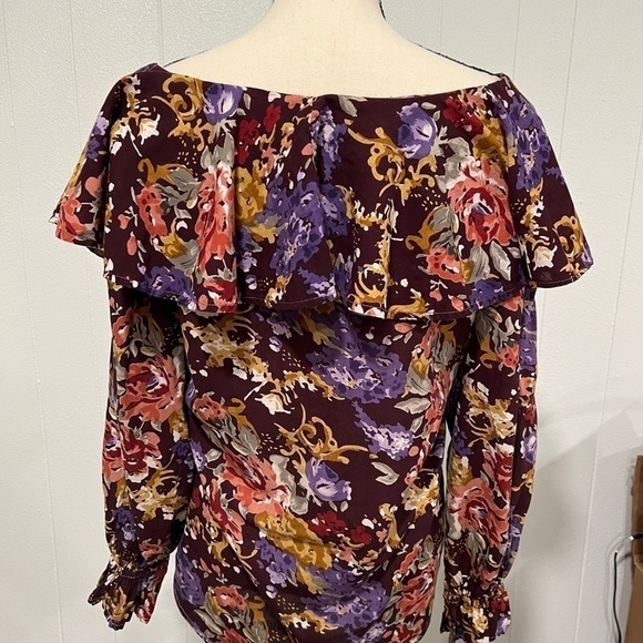 3/$25 Sale 🎈Visioni ruffle vintage paisley floral fall print blouse top - Picture 1 of 5